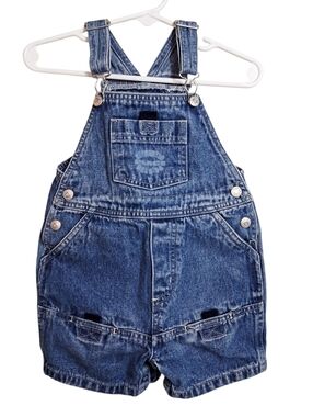 Children's Place | Vintage Style Blue Denim Short Overalls - Size 12M